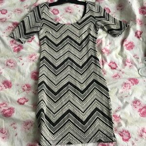 Cream and dark gray bodycon dress